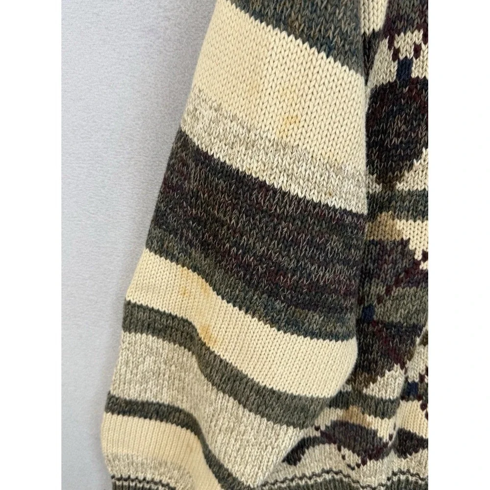 Vintage‎ Gant Hand Intarsia Argyle Pattern Knitted Grandpa Sweater Men's Sz XL